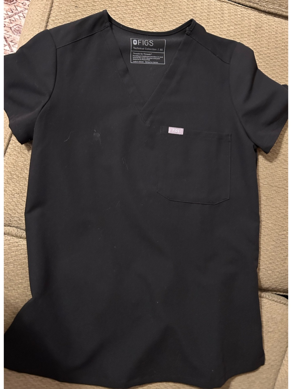 Figs Black Technical Collection Scrub Top